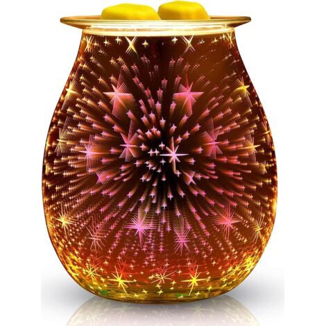 Brûleur à Huile Électrique en Verre, Brûleurs à Huile en Verre pour Cire Fondue, 3D Lampe Daromathérapie, Brûleur à Cire Électrique pour La Maison Le Salon (1/5)