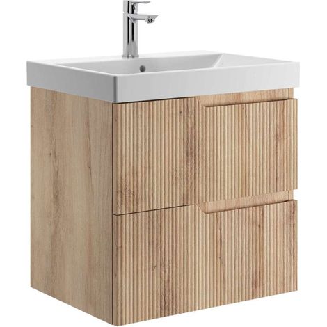 Jika Cubito Style - Waschtischunterschrank, 60 × 57 × 45 cm, 2 Schubladen, Holzdekor H40J4414023551 (1/4)