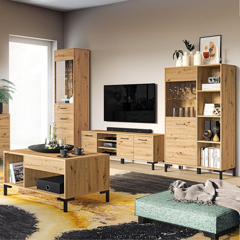 Wohnwand braun NASSAU-131 Modern, Artisan Eiche Nb. 4-teilig mit Couchtisch (1/5)
