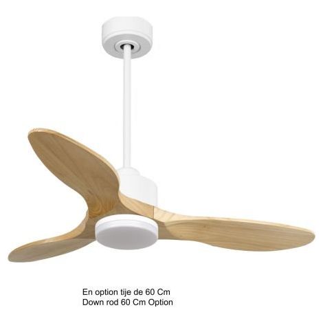 Modulo Ventilateur de plafond pour chambres avec Lumière blanc et bois massif clair 10 à 25 m² KLDC4SlimP5 Sw 106L1WiSlim (1/4)