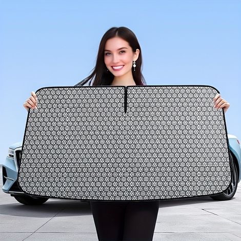 Pare-soleil de voiture en graphène double couche - Pare-soleil de voiture pliable universel. (1/3)