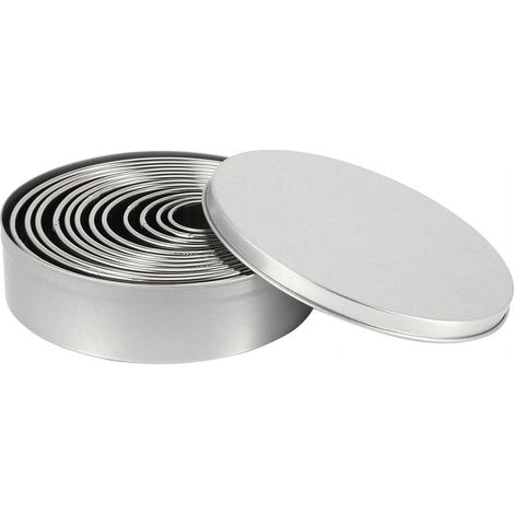 Emporte-pièce Rond Acier Inoxydable - 12 Tailles Progressives - Hauteur 3 cm - Pour Pâtisserie Biscuits Tarte Pâte à Sucre Légumes - Lot de 12 (1/5)