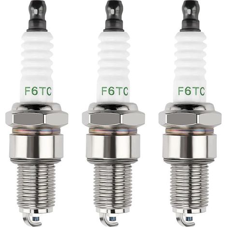 3 Pièces Bougies d'allumage F6TC, Tondeuse Bougie d'Allumage, Bougie d'allumage Borne Solide Remplacer F6TC / F7TC, pour GX120 GX200 GX240 Go Kart Polissage de Travail du Sol de Vélo 168F (1/5)