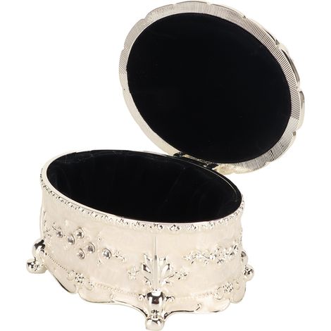 Boîte à bijoux vintage ovale en alliage de zinc, boîte de rangement décorative pour bagues et colliers. (1/5)