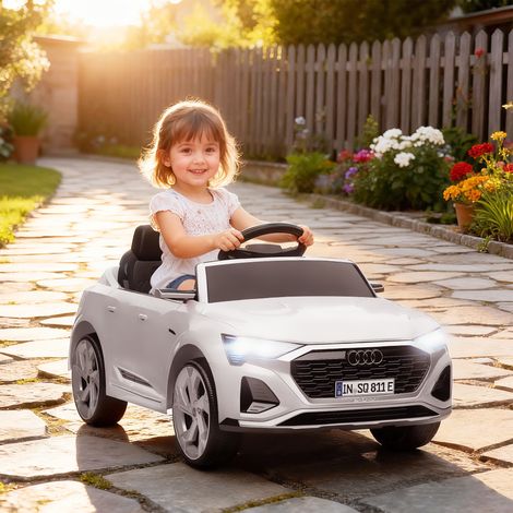 Voiture électrique pour enfants, Audi Q8 12V, 3-5 km/h, télécommande, phares, musique, blanche
