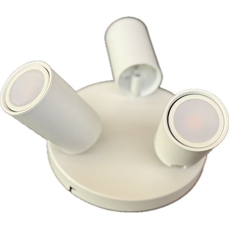 Plafonnier saillie LED 3x6W blanc socle Ø 196mm 3 spots orientables avec lampe GU10 2700K 450lm 230V IK06 IP20 ORION LINE (1/4)