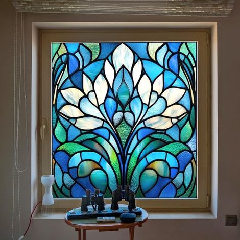 Selbstklebende Fensterfolie in Regenbogenfarben，statisch haftende Vinyl-Fensterfolie für mehr Privatsphäre，50 x 72 cm (1/5)