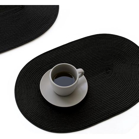 Quatre sets de table ovales - sets de table - Set de table noir - Set de table noir - PP (1/5)