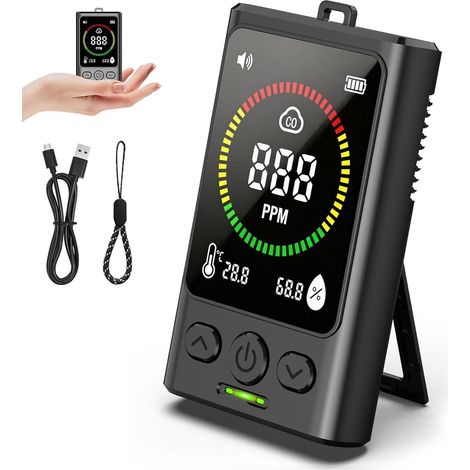 Detecteur Monoxyde Carbone 3 En 1 De Carbone Alarme Sonore CO Temperature Humidite Surveillance Pour Camping Caravane Cuisine Poele A Bois (1/5)