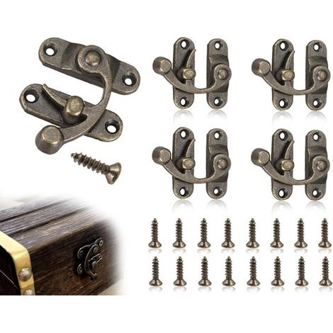 Inovra Plus，Paquete de 4 clips colgantes de bronce antiguo，Ganchos de bloqueo vintage con tornillos incluidos (1/5)