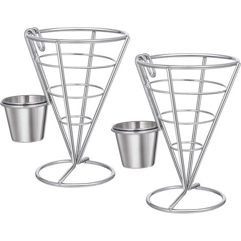 Lot de 2 présentoirs coniques pour frites et snacks, porte-frites vertical pour buffet, fête et restauration rapide