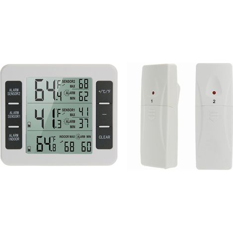 Termómetro inalámbrico para interiores y exteriores con 2 sensores, registro de valores mínimos y máximos, pantalla LCD grande, ideal para el hogar, el dormitorio o la oficina. (1/5)