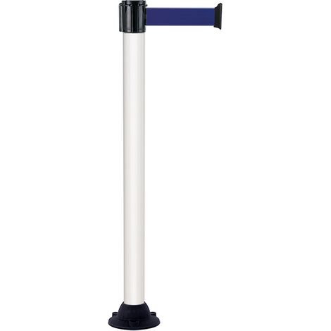 Poteau Alu Blanc laqué à sangle Bleu 3m x 50mm sur socle fixe - 2010351 (1/3)
