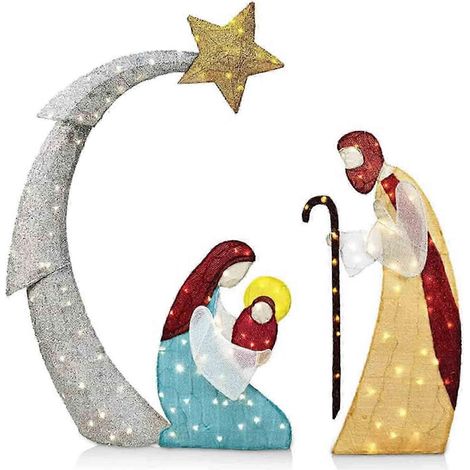 Nouvelle crèche lumineuse d'extérieur améliorée, décoration de Noël pour jardin et maison. (1/3)