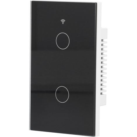 Interrupteur tactile mural double (norme américaine) pour commande vocale Zigbee Tuya, 100-240 V CA, noir (1/5)