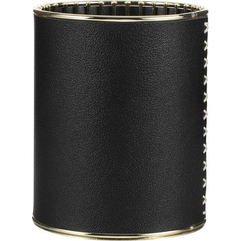 de stylos en cuir noir grand porte crayons rond pour bureau