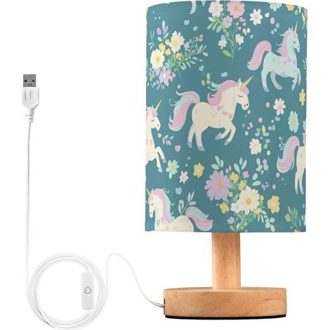 Kcldeci Lampe de chevet licorne à fleurs pour chambre coucher (1/5)