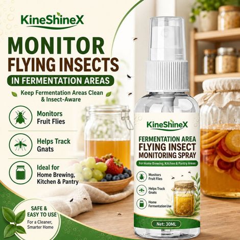 KineShineX Fliegenüberwachungsspray für die Heimfermentation (30 ml) zur Beobachtung von Fruchtfliegen und kleinen fliegenden Insekten in der Küche (1/5)