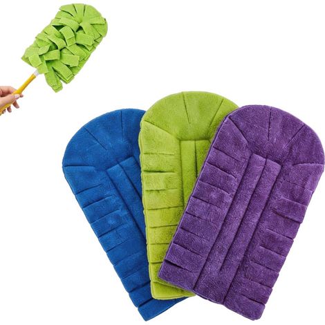 Tampons à poussière réutilisables en microfibre lavable avec manche - Têtes de rechange pour le nettoyage multi-surfaces : stores, voiture, animaux, meubles, ventilateurs (1/5)