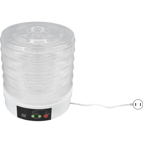 Déshydrateur alimentaire 350W 50Hz 5 plateaux, commande à bouton, machine électrique à sécher fruits et légumes avec couvercle, prise US 110V, qualité alimentaire (1/5)