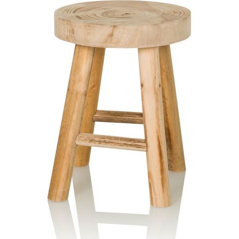Holzhocker / Sitzhocker RUSTIKO W Paulownia-Holz hjh LIVING (1/5)