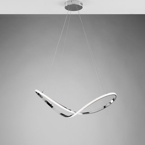Pendelleuchte aus Metall und Aluminium Poliertes Chrom Integrierte LED 70x29 h150 cm