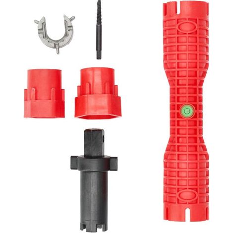llave para grifos multifuncion con adaptador, llave hexagonal y extractor de tornillos (1/5)
