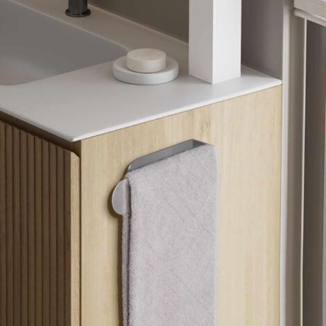 Silver adhesive wall-mounted towel rack, 23 cm, stainless steel, no drilling required. (1/3)