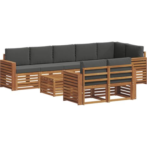 Conjunto de sofás de exterior 9 uds. Natural y Antracita vidaXL (1/5)