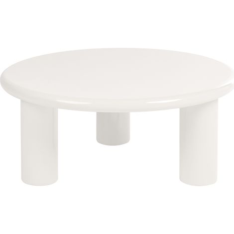 Mesa de centro de MDF con acabado brillante tablero redondo diseño escandinavo moderno ø 80 cm blanco crema Itasca (1/5)