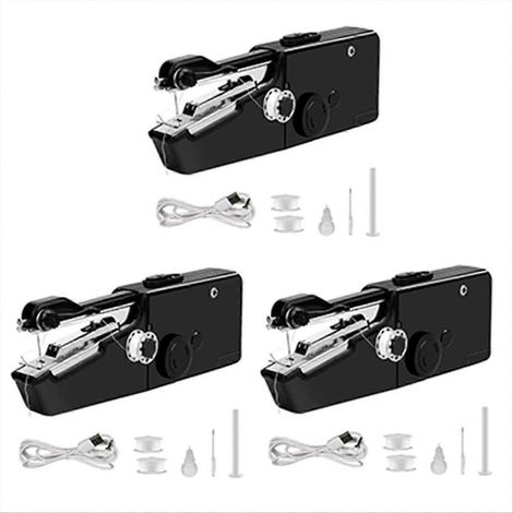 Kit de 3 machines à coudre électriques portables USB, mini machine à coudre sans fil pour réparation rapide, idéale pour le denim, les rideaux et le cuir. (1/5)