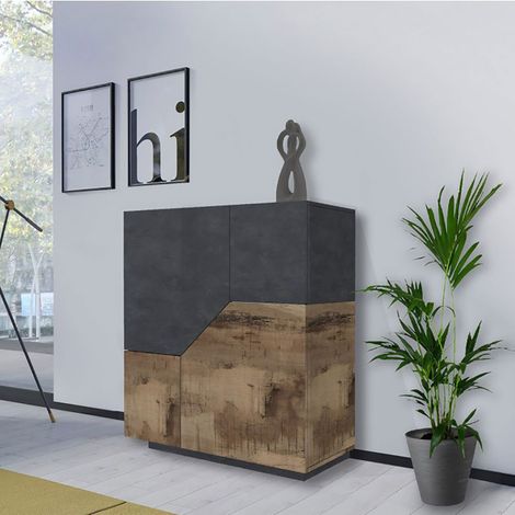 Credenza soggiorno moderna grigio report e acero - Alien (1/5)