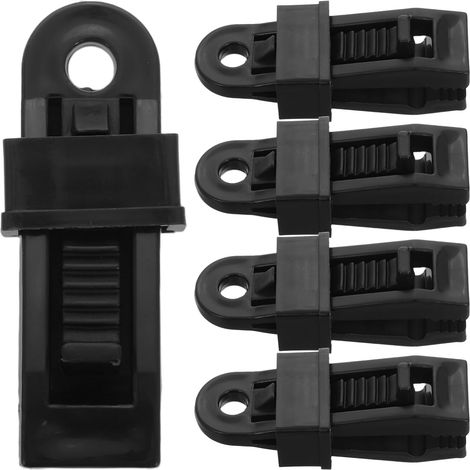 Lot de 5 clips de verrouillage robustes pour bâches – Clips en plastique pour tentes et parasols (noir) (1/5)