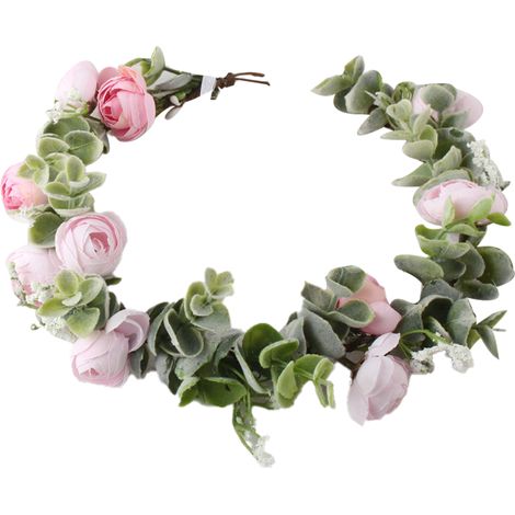Couronne De Mariée - Fleur Artificielle Baby Breath - Couronne De Tête Avec Branchages Verts - Lilas Et Vert - 1 Pièce (1/5)