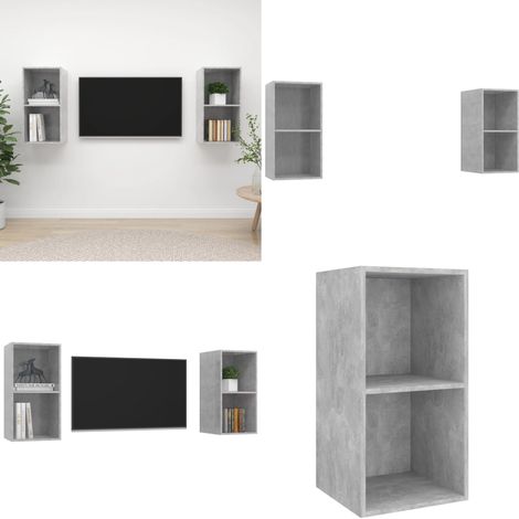 TV-Wandschränke 2 Stk. Betongrau Holzwerkstoff - TV-Schrank -  TV-Schränke - Home & Living (1/5)