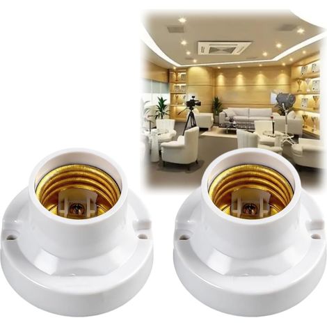 2pcs Porte Ampoule E27 Universels, Support Douille E27 Plafond à Visser, Douille Ampoule en Plastique, Douille de Plafonnier Compatible Led, Support E27 Plafond Polyvalent (1/5)