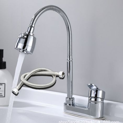 Brass pedestal basin with double-hole swivel faucet for bathroom sinks, washbasins, and scalp hot and cold water faucet included. Alloy universal design with hose.