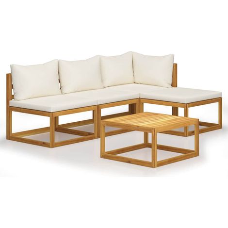 vidaXL Set Divani da Giardino in Legno Acacia - Crema (1/5)