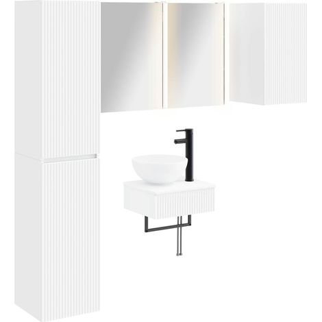 Ensemble de mobilier de salle de bain 5 pcs Blanc vidaXL (1/5)
