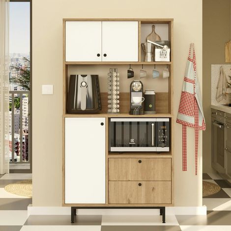 Buffet cuisine moderne niches micro-ondes et cafetière JENA