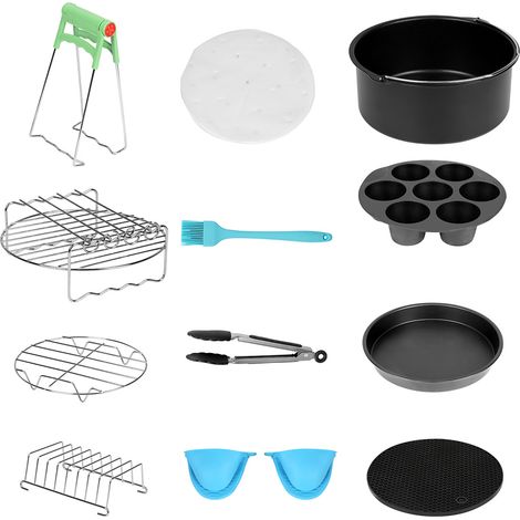 Randaco Heißluftfritteuse Zubehör, 12 Stk Zubehörset für Fritteusen für für Luftfritteuse4.0QT-8QT (1/5)