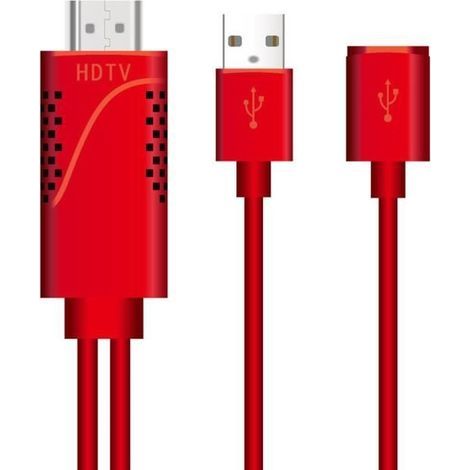 Téléphone vers téléviseur Câble adaptateur universel HDMI HDTV AV 1080p pour téléphone portable et tablettes rouge (1/4)