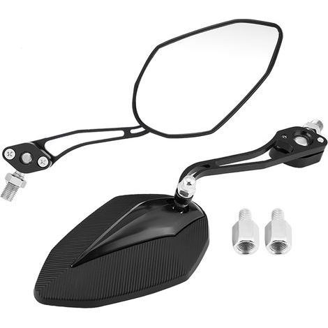 Paire 8mm 10mm Universel Moto Moto Rétroviseur Rétroviseurs Latéraux Noir (1/5)