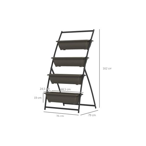 Support à plantes, support à fleurs avec 4 niveaux, étagère à plantes avec trous, étagère escalier à fleurs, marron, 76 x 79 x 162 cm (1/5)