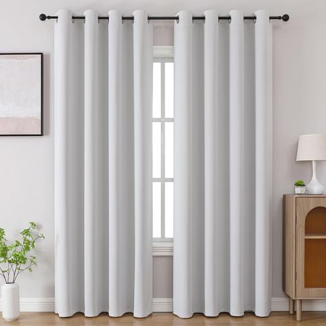 Lot de 2 Rideaux occultants de fenêtre à Isolation Thermique pour Chambre à Coucher, Cuisine et Salon, 132,9 x 182,9 cm de Long, Blanc grisâtre (1/5)