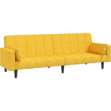 Canapé-lit,Canapé convertible à 2 places avec deux oreillers jaune tissu CFW70677 (1/5)