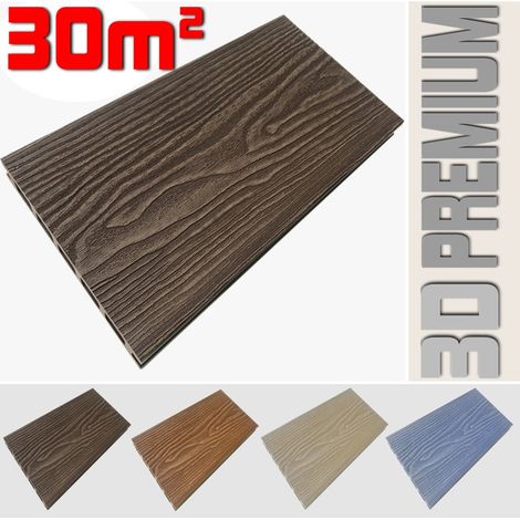 Listone WPC 3D 30m² per pavimentazione decking colore Chocolate effetto legno listone 146x2200mm spessore 25mm (1/5)