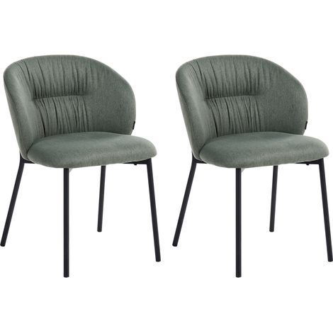 Conjunto de 2 sillas de comedor modernas con asiento tapizado de tela salón comedor verde Mesa (1/5)