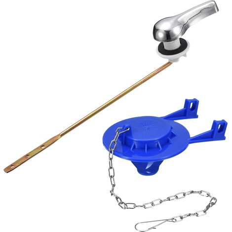 Kit de remplacement poignée toilette avec clapet, levier chasse d'eau universel à montage frontal (1/5)