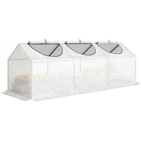 Mini Greenhouse, 3 zipped windows, plastic cover, steel frame, 180x60x60 cm, balcony (1/5)